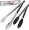 Juego de 2 pinzas de cocina de acero inoxidable, multiusos de 9 pulgadas con puntas de silicona resistentes al calor sin BPA y 12 pulgadas con puntas de metal para barbacoa, parrilla, servir, fácil