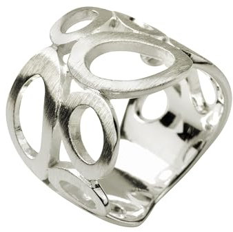 SILBERMOOS Damen Ring Motiv Bandring oval matt breit Sterling Silber 925, Größe:60