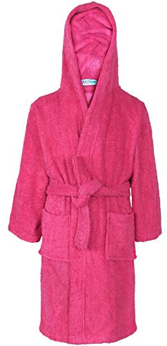 A2Z 4 Kids Cotton Towelling Hooded - Towel Bathrobe Pink_5-6