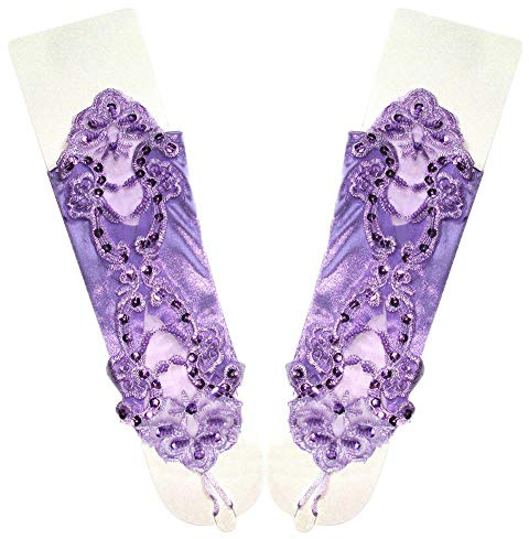 Asudaro Damen Fasching Kostüm Spitzenhandschuhe Satin Brautkleid Handschuhe Stulpen für Hochzeit, Oper, Ball, Fasching, Karneval, Tanzen, Halloween Kostümhandschuhe Brauthandschuhe