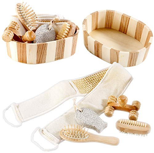newgen medicals Wellness Badeset: 2er-Set Badeset aus Naturmaterialien, je 6-teiliges (Sauna-Set, Sauna Zubehör, WC)