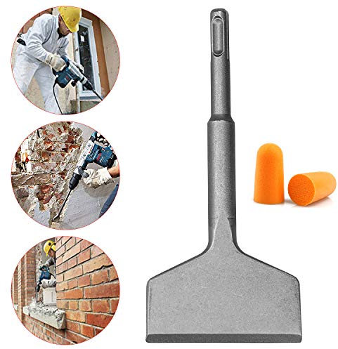 Inntek Flat Chisel SDS Plus, SDS Chisel Bit, 14*165*75MM, 15°Angle, Professional Tool, Antioxidant Steel, Super Durable with Earplugs