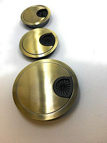 Kabeldurchlass Kabeldose Kabeldurchführung Kabel Kabelführung Auslass 50/55/60/80mm Metall (Messing gebürstet, 50 mm)