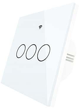 ZigBee Interruttore Smart Da Parete, Interrutore Intelligente Da Parete ZigBee, 3 Tasti Touch Con Pannello in Cristallo, App Tuya e Smart Life, Colore Bianco,Per Scatola 503 Italiana