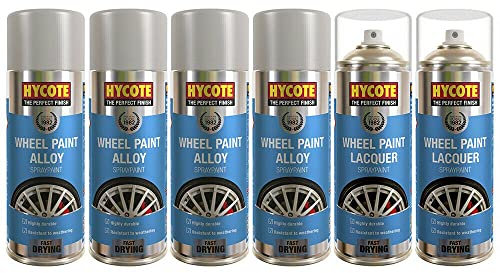 Hycote Alloy Wheel Refurb Kit Silver + 6* Clear Coat Chip Resistant Paint