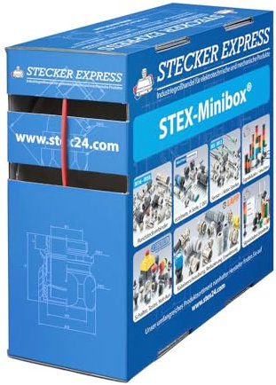 136326 Stex24 Schrumpfschlauch 2:1, Minibox mit 25,0m, rot 1,6/0,8mm, 1/16 Zoll, WSB2 Schrumpftemperatur mind. 110°C, vollständig bei mind. 120°C - 1 Stück