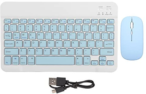 Combo de Teclado Y Mouse para Tableta de 10 Pulgadas, Teclado Bluetooth Inalámbrico Recargable Ultradelgado Portátil, para, iPad, Windows, iOS, Teléfono Celular con