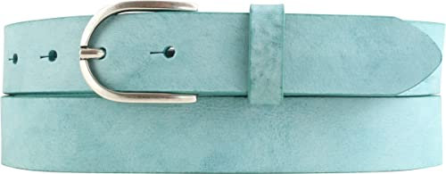 BELTINGER Damen-Gürtel Aus Weichem Vollrindleder Vintage-Look 3 cm | Schmaler Ledergürtel Used-Look | Türkis 90cm