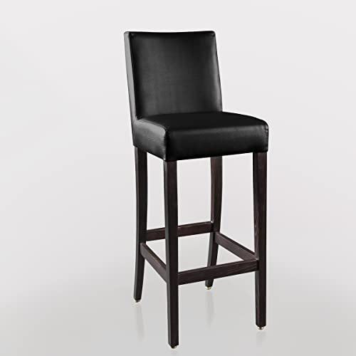 GGMMÖBEL 2er-Set Taylor | Bistro Barhocker | Schwarz | Leder | Gastro Barhocker, Hotel Barhocker, Restaurant Barhocker