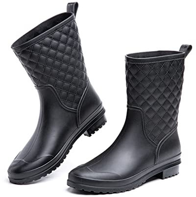 Botas De Agua Mujer Botas Lluvia Chelsea Antideslizantes Wellington Boots Botas De Goma Impermeables Rain Boots Zapatos De Jardin A Negro Talla EU41