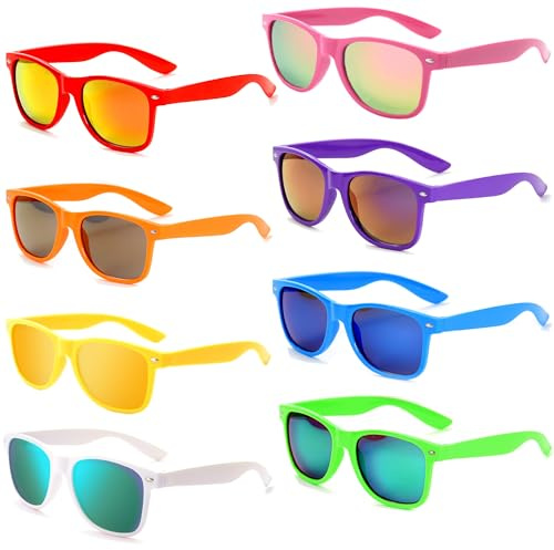 FSMILING lot Lunettes de soleil Vintage Femme Homme Couleurs au Decoration Fluo Fête (8 pièces Multicolore)
