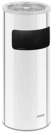 ulsonix ULX-GB25 Poubelle inox ronde avec cendrier Acier inoxydable Acier galvanisé Argent Poubelle Corbeille