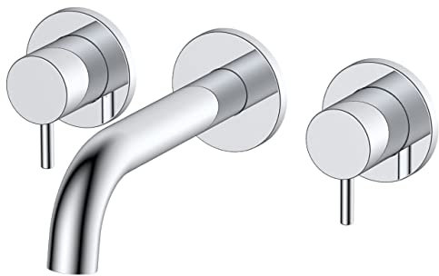 RAK Prima Tech Wall Mounted 3 Tap Hole Basin Mixer Tap - RAKPRT3010