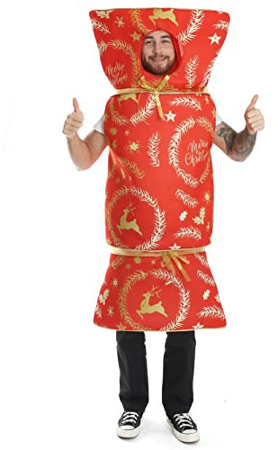 Christmas Cracker Fancy Dress Costume - Adults X-Mas Cracker Novelty Fancy Dress In Red (One Size)