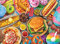 Buffalo Games, Lars Steward, Fun Fair Food (Jahrmarktessen), 1000-teiliges Puzzle für Erwachsene, herausforderndes Puzzle, perfekt für Spieleabende, fertige Größe ist 67,9 x 50,2 cm
