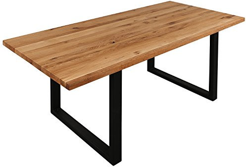 fornera f80 Massivholztisch, Massivholz, Esstisch, Esszimmertisch, Küchentisch, Schreibtisch, Tisch, Verschiedene Größen, Metallgestell, Stärke Tischplatte 40 mm (Eiche massiv, 180 x 90 cm)