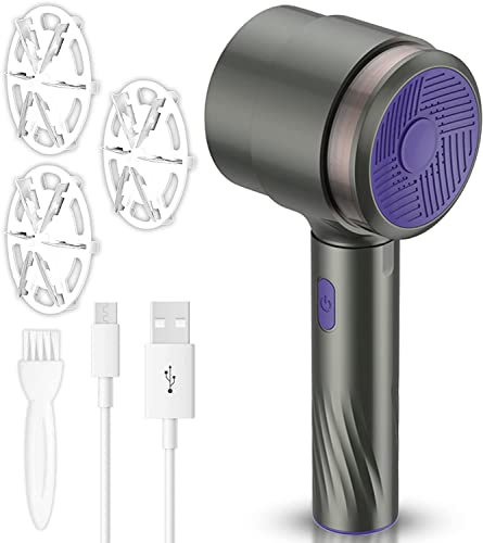 Fusselrasierer Elektrisch, USB Wiederaufladbar elektrischer Fusselentferner mit 2 Stück Ersatzklingen, 6-blättrige Klinge, für Kleidung Möbel Spielzeug Flusen Entfernen