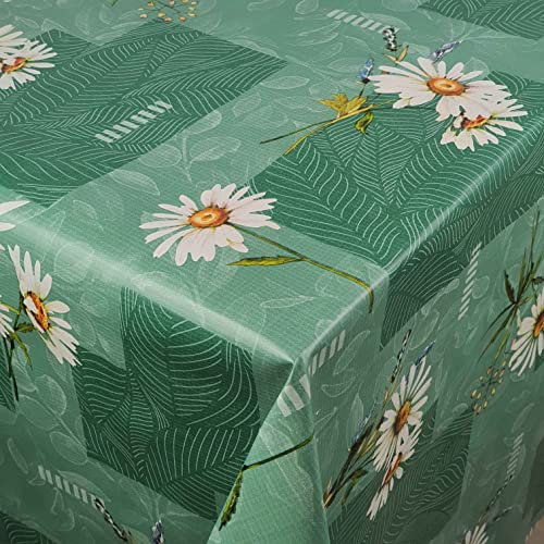 Wachstuch Wachstischdecke Tischdecke Grün Kamille Eckig 80 x 120 cm Gartentischdecke abwaschbar