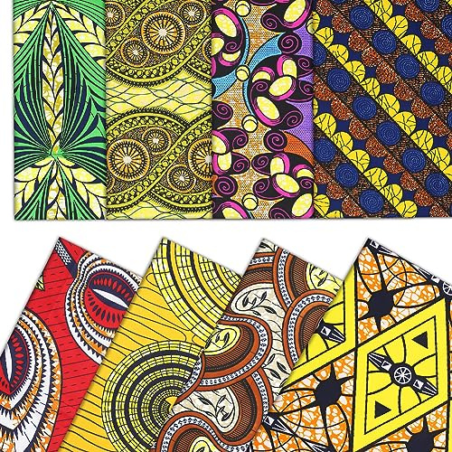 Stoff mit afrikanischem Druck, 50 x 40 cm, böhmisches Ankara-Ethno-Muster, Fat Quarters Stoffbündel, mehrfarbig, afrikanisches vorgeschnittenes Patchwork für Gesichtsbedeckung, Nähen, Basteln,