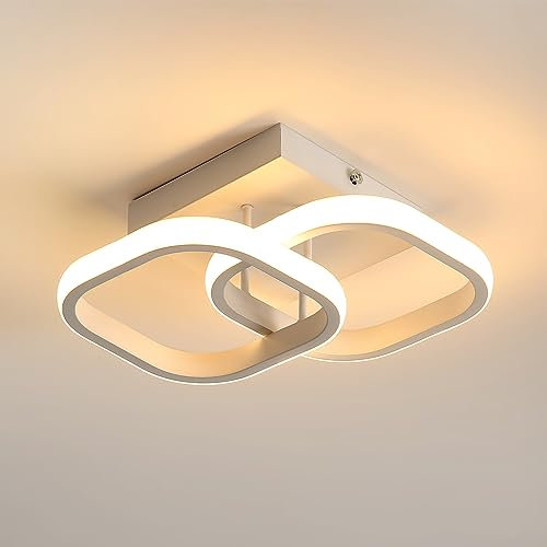 Goeco Moderne LED Deckenleuchte, 22W 28CM*16CM Quadratische Deckenlampe LED Innen 3000K Warmweißes Licht, Kreativ Deckenbeleuchtung Lampe für Flur, Balkon, Küche, Weiß