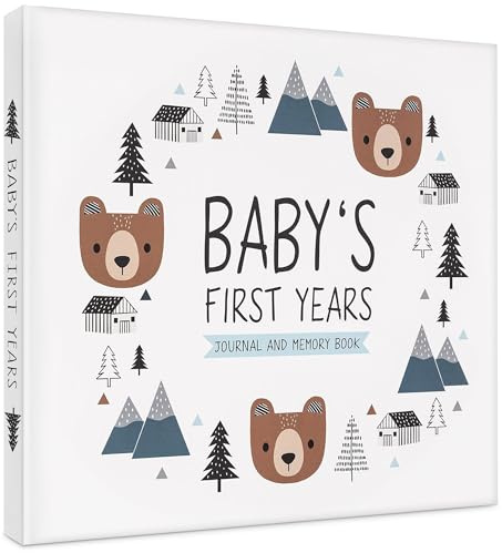 Erinnerungsbuch für Baby Junge oder Mädchen - Zeitloses Woodland Baby Journal Scrapbook Fotoalbum für die ersten 5 Jahre - Meilensteinbuch zum Aufzeichnen jedes Ereignis von der Geburt bis zum 5