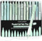 Four Candies Gel-Tintenstift-Set, 14-teiliges Stift-Set mit Etui, niedliche Notizen, 0,5 mm feine Spitze, einziehbar, 12 schwarze Tintenstifte mit 2 Textmarkern(Grün)