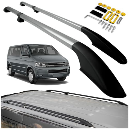 CHROMEMASTER Dachreling Dachträger Kompatibel mit VW T5 Multivan Long 2003-2015 | Zur Befestigung der Dachgepäckträger, Dachboxen oder Dachfahrradträger | Robuste Konstruktion aus Alu