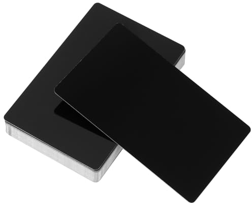 ZOENHOU 150 Stück Metall Visitenkarte 0,21mm, Aluminium Rohlinge Namenskarte, Visitenkarten Schwarz Alu, Lasermarkierung Graviertes Business Cards für Business, Office, 86 x 54 x 0,21mm