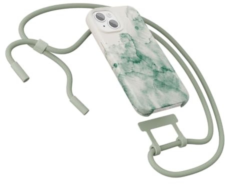 Woodcessories - Nachhaltige Handykette abnehmbar kompatibel mit iPhone 12 Hülle mit Band Aqua Green, iPhone 12 Pro Hülle mit Band Aqua Green - biologisch abbaubar