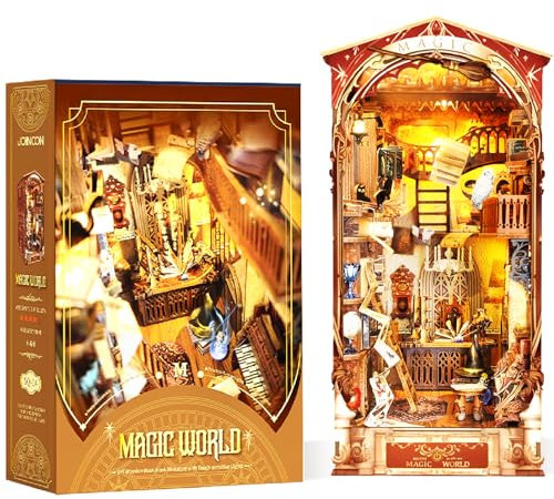 ROCOXIA DIY Book Nook Kit, DIY Miniatur Booknook, Book Nook Shelf Insert, Birthday Thanksgiving Day Christmas (Magic World)