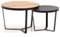 FineBuy Couchtisch 2er Set Akazie Massivholz/Steinoptik Wohnzimmertisch Rund, Satztisch mit Metallgestell, Kaffeetisch Modern, Sofatisch Verschachtelungstisch 2-teilig