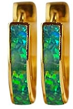 Ohrringe Aufdrücken Opal-Ohrringe, minimalistische Feueropal-Creolen, zierliche blau-grün-weiß glänzende Edelstein-Ohrringe, Geschenk für Sie Indische Perlenohrringe (C, One Size)