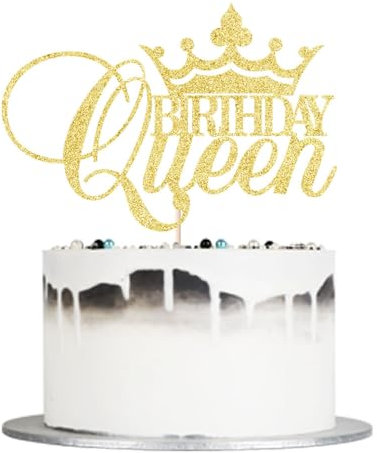 Auteby Queen Birthday Cake Topper, Happy Birthday Cake Topper for Girl/Women 1st 2nd 3rd 10th 13th 18th 21st 30th 40th 50th Birthday Party Decorations