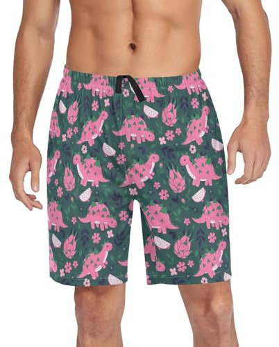 ZZXXB Dinosaurier-Pitaya-Pyjama-Shorts für Herren, weich, lässig, mit Taschen, Größe S - XXL, rose, L