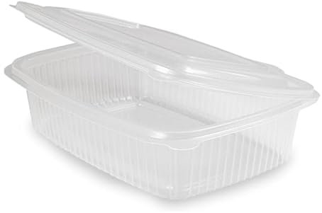 EuroPacking Envases Microondas PP - 50 Ud, Ideal para Comida, recipiente desechable, Envases de Plástico con Tapa, Recipiente rectangular reutilizable (Envase Microondas 1000cc)