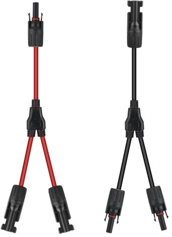 Solarkabel Y Verteiler, 1 Paar 6 mm² Y Stecker Solar Solarpanel Kabel Male Female MMF und FFM Connector Photovoltaik Steckverbinder, Solarpanel Stecker Solaranschluss Rot + Schwarz