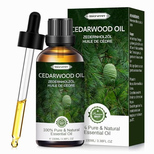Migcaput Zedernholz Ätherisches Öl 100ml, 100% Naturrein Zedernholzöl für Diffuser, Aromatherapie, Entspannung, Besseren Schlaf, Hautpflege, DIY-Parfüm, Kerzenherstellung