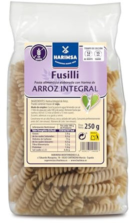 Pasta Fusilli de arroz integral sin gluten 250 g HARIMSA