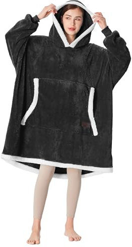 Catalonia Classy Decke mit Ärmel Oversize Hoodie Kuscheldecke-Kuscheldecke Zum Anziehen mit Ärmeln und Kapuze, Übergröße Deckenpullover Damen Frauen, Warm Ärmeldecke Geschenke für Erwachsene Teenager