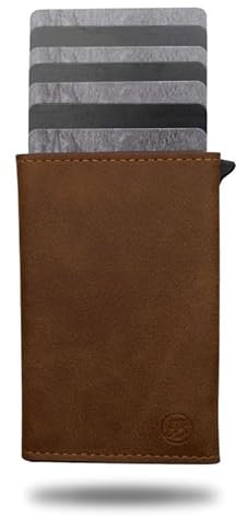 ESSENTIALBAG Smart Wallet mit Münzfach, bis 10 Karten - Kompaktes Karten Portemonnaie mit Magnetverschluss Herren, Damen - Slim Wallet veganes Leder, sofortiger Kartenzugriff - RFID (Kaffee-Braun)