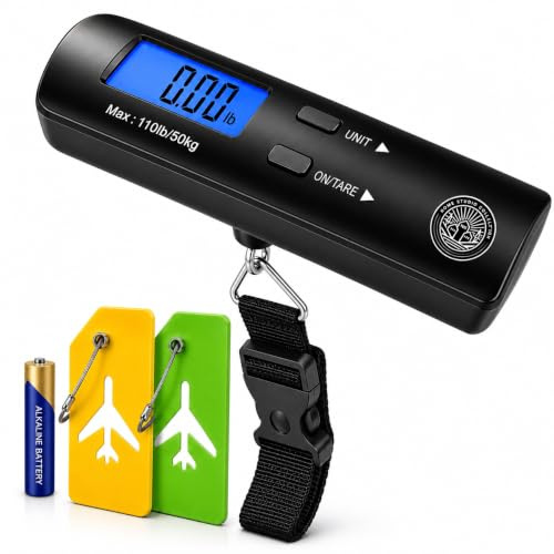 Home Studio Collection Digital Luggage Scale, Backlit LCD, 110lb, Hook