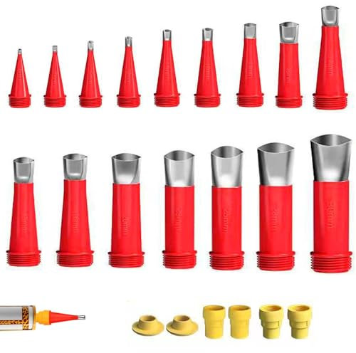 22 Pcs Universal Integrated Rubber Nozzle Tool Kit Silicone Nozzles, Stainless Steel Sealant Nozzles with Connection Base Caulking Nozzle Caulk Gun Caulk Nozzle Sealant Gun Silicone Mastic Nozzles