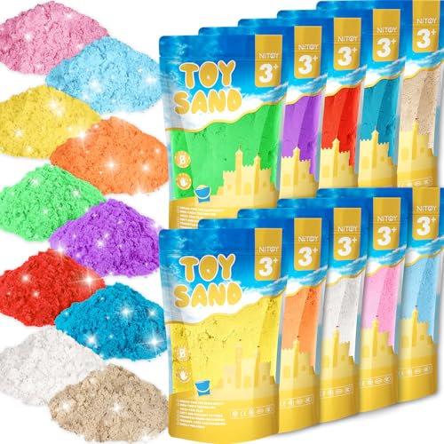 NiToy FlexiSand Vorteilspack – 8,6 kg formbarer selbsthaftender Sand in 10 Farben