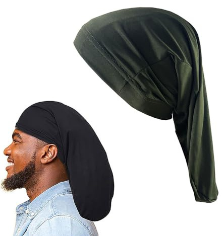 Dreadlock Wide Stretchable Sleeping Cap Head Wraps Hair Accessories Sleep Bonnet for Men Women Army Green