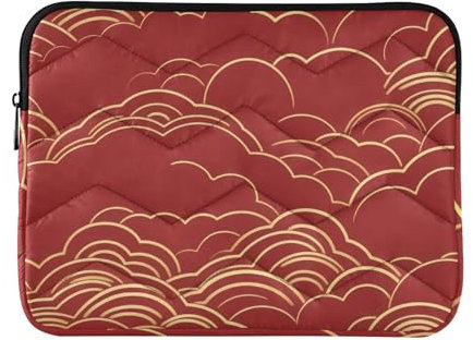 Laptop Sleeve Case 13-14 Inch Thin Laptop Bag Briefcase Minimal Mountain Red Computer Case with Zipper for Work Journey