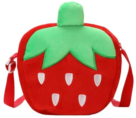 DEARMAMY Kinder Erdbeer Umhängetasche Cartoon Crossbody Tasche Für Mädchen Kindermünzen Geldbörse Mit Verstellbarem Schultergurt Für Karten Schlüssel Und Alltag