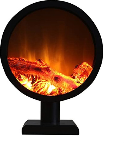 BGFYUSF Chimenea eléctrica Independiente para el hogar con Llama simulada de leña， Chimenea eléctrica Decorativa Redonda， botón/Control Remoto， Llama Ajustable，52x30x20cm