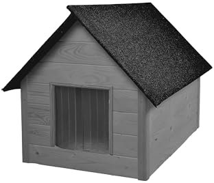 WOODOK – Hundehütte für Hunde bis 20 kg – Hundehaus aus Holz – Isoliert & Wetterfest – Ideal für Winter & Regen – Innenmaße 82x58x47 cm