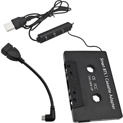 LOLPALONE Adaptador de casete Bluetooth 5.1 universal inalámbrico para coches y camiones con reproductor de aplicaciones de casete