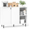 GOPLUS Buffet Bas Salle à Manger, Meuble de Rangement avec Etagères Réglables, 2 Portes, Pieds en Métal Robustes, Placard de Cuisine, pour Salon, Salle à Manger, Blanc